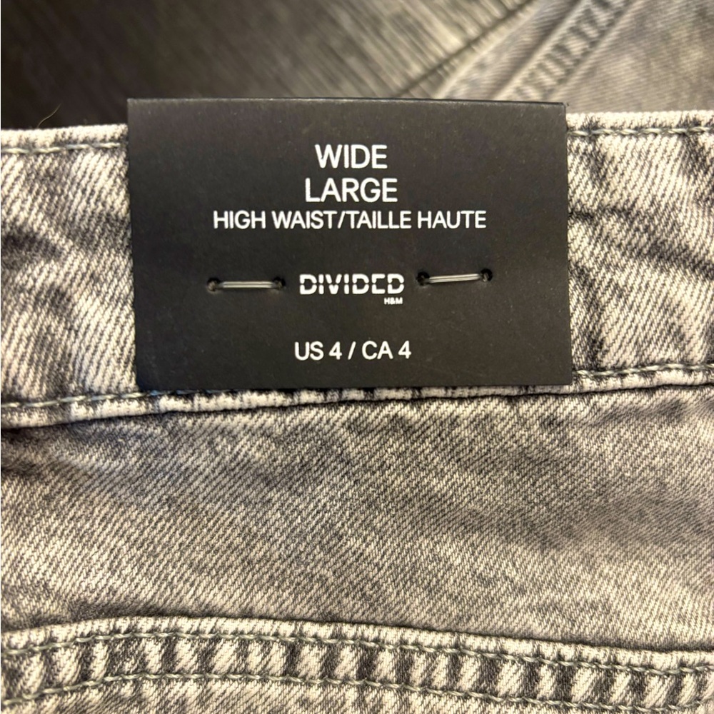 H&M high waist wide leg gray denim jeans